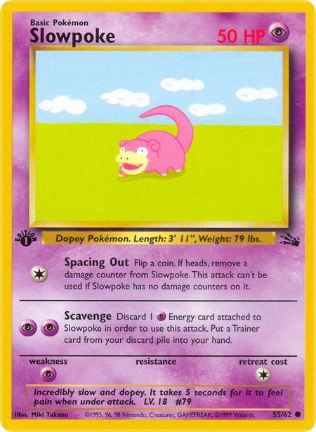 Slowpoke trading card from Fossil Slowpoke - Fossil Pokémon trading card