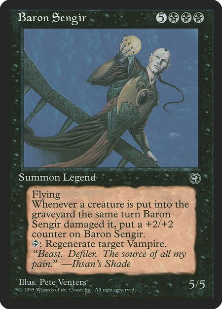 Baron Sengir trading card from Homelands Baron Sengir - Homelands Magic: The Gathering trading card