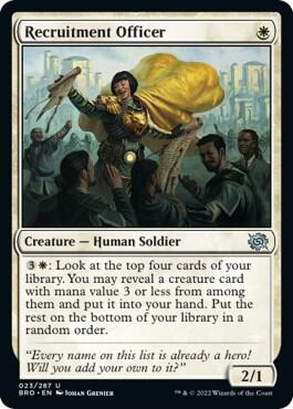 Recruitment Officer trading card from The Brothers' War Recruitment Officer - The Brothers' War Magic: The Gathering trading card