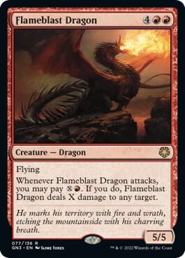 Flameblast Dragon trading card from Magic Game Night: Free-For-All Flameblast Dragon - Magic Game Night: Free-For-All Magic: The Gathering trading card