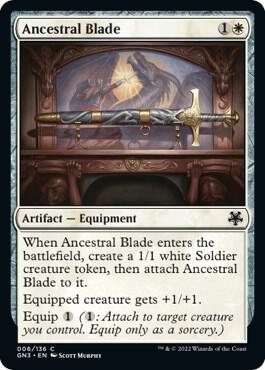Ancestral Blade trading card from Magic Game Night: Free-For-All Ancestral Blade - Magic Game Night: Free-For-All Magic: The Gathering trading card