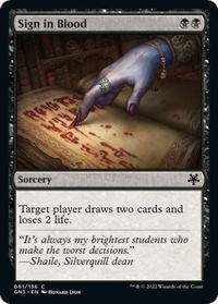 Sign in Blood - Magic Game Night: Free-For-All (GN3) #61 - Common Magic: The Gathering Trading Card