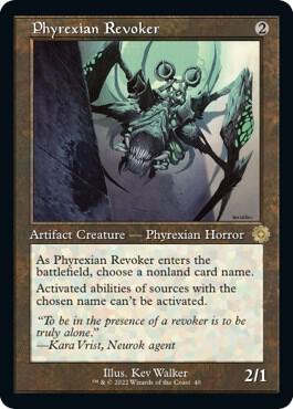 Phyrexian Revoker trading card from The Brothers' War: Retro Frame Artifacts Phyrexian Revoker - The Brothers' War: Retro Frame Artifacts Magic: The Gathering trading card