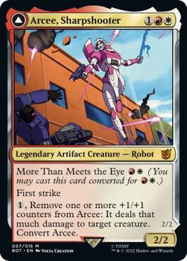 Arcee, Sharpshooter - Universes Beyond: Transformers Magic: The Gathering trading card