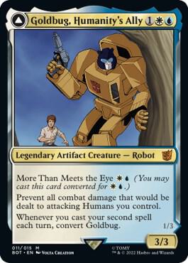 Goldbug, Humanity's Ally - Universes Beyond: Transformers Magic: The Gathering trading card