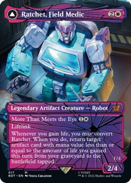 Ratchet, Field Medic (Shattered Glass) - Universes Beyond: Transformers Magic: The Gathering trading card