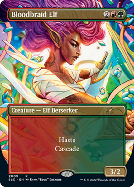 Bloodbraid Elf trading card from Secret Lair Countdown Kit Bloodbraid Elf - Secret Lair Countdown Kit Magic: The Gathering trading card
