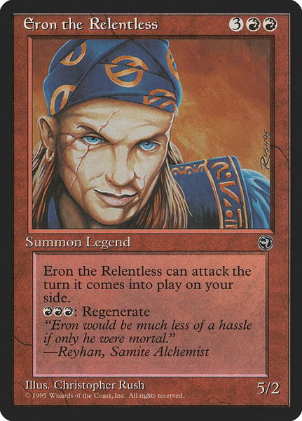 Eron the Relentless trading card from Homelands Eron the Relentless - Homelands Magic: The Gathering trading card