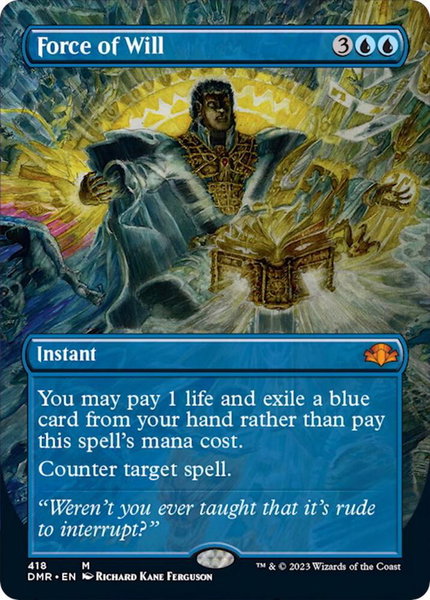 Force of Will (Borderless) trading card from Dominaria Remastered Force of Will (Borderless) - Dominaria Remastered Magic: The Gathering trading card