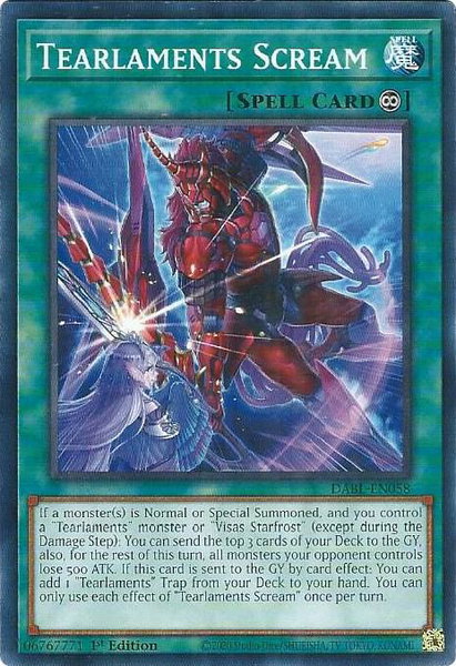 Tearlaments Scream trading card from Darkwing Blast Tearlaments Scream - Darkwing Blast YuGiOh trading card