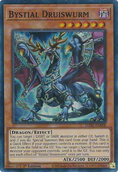 Bystial Druiswurm trading card from Darkwing Blast Bystial Druiswurm - Darkwing Blast YuGiOh trading card
