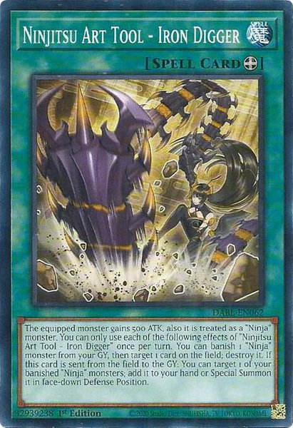 Ninjitsu Art Tool - Iron Digger trading card from Darkwing Blast Ninjitsu Art Tool - Iron Digger - Darkwing Blast YuGiOh trading card