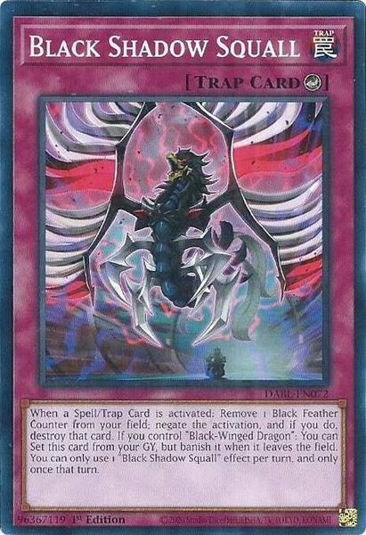 Black Shadow Squall trading card from Darkwing Blast Black Shadow Squall - Darkwing Blast YuGiOh trading card