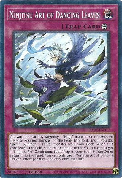 Ninjitsu Art of Dancing Leaves trading card from Darkwing Blast Ninjitsu Art of Dancing Leaves - Darkwing Blast YuGiOh trading card