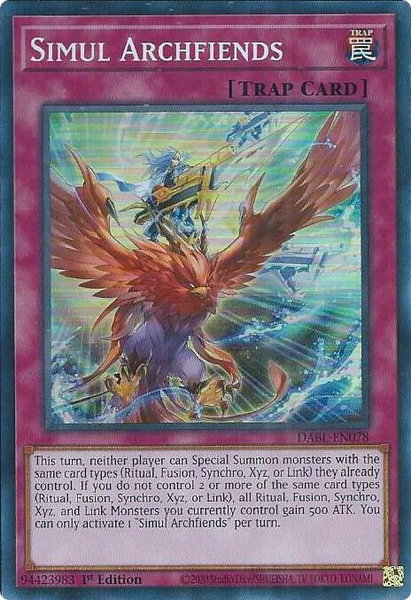 Simul Archfiends trading card from Darkwing Blast Simul Archfiends - Darkwing Blast YuGiOh trading card