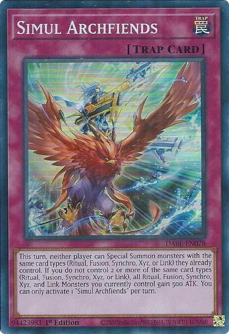 Simul Archfiends - Darkwing Blast YuGiOh trading card