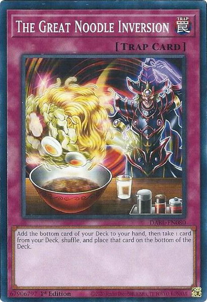 The Great Noodle Inversion trading card from Darkwing Blast The Great Noodle Inversion - Darkwing Blast YuGiOh trading card