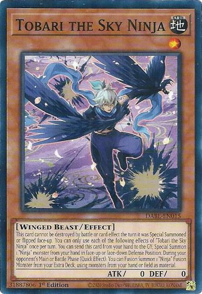 Tobari the Sky Ninja - Darkwing Blast YuGiOh trading card