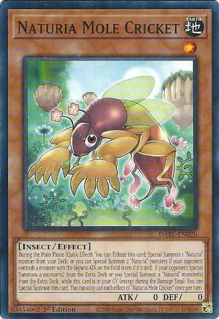 Naturia Mole Cricket - Darkwing Blast YuGiOh trading card