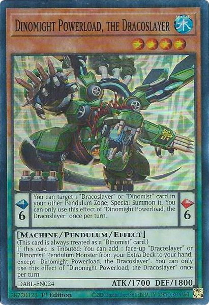 Dinomight Powerload, the Dracoslayer - Darkwing Blast YuGiOh trading card