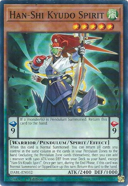 Han-Shi Kyudo Spirit trading card from Darkwing Blast Han-Shi Kyudo Spirit - Darkwing Blast YuGiOh trading card