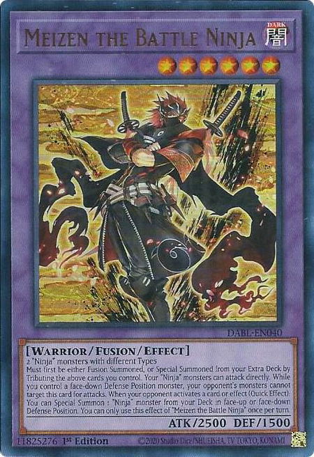 Meizen the Battle Ninja - Darkwing Blast YuGiOh trading card