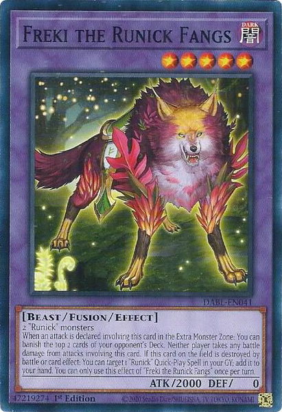 Freki the Runick Fangs - Darkwing Blast YuGiOh trading card