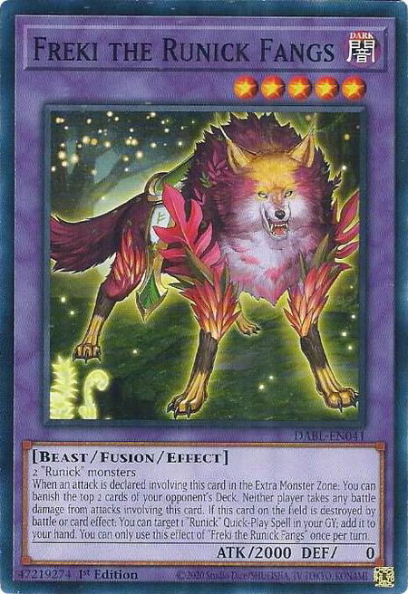 Freki the Runick Fangs - Darkwing Blast YuGiOh trading card