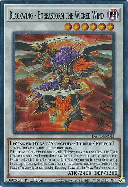 Blackwing - Boreastorm the Wicked Wind - Darkwing Blast YuGiOh trading card