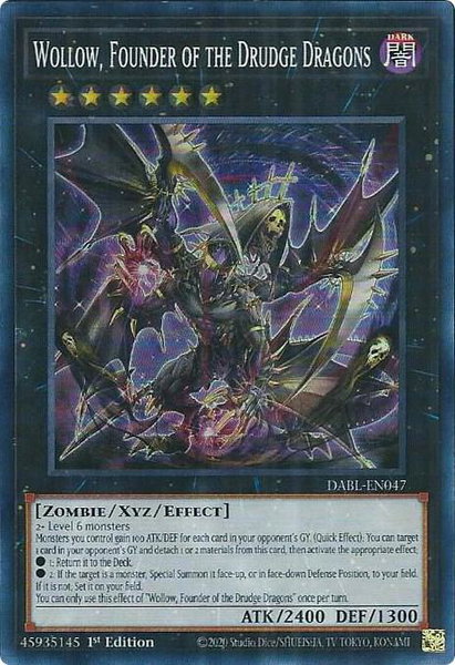 Wollow, Founder of the Drudge Dragons trading card from Darkwing Blast Wollow, Founder of the Drudge Dragons - Darkwing Blast YuGiOh trading card