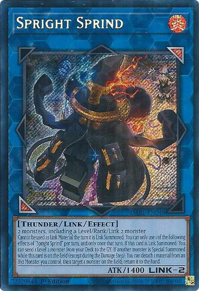 Spright Sprind trading card from Darkwing Blast Spright Sprind - Darkwing Blast YuGiOh trading card