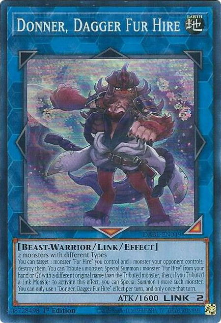 Donner, Dagger Fur Hire - Darkwing Blast YuGiOh trading card