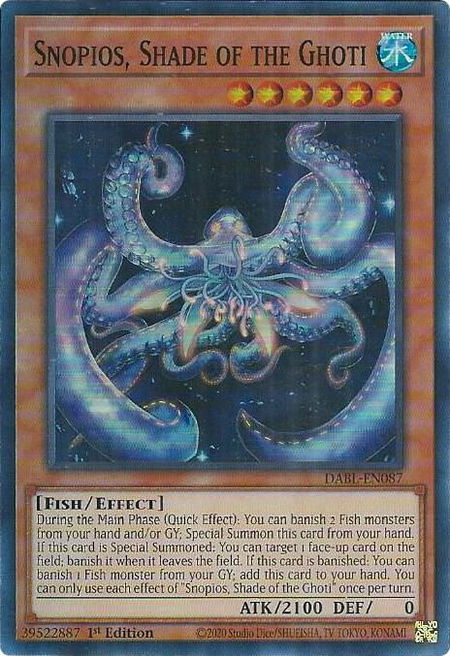 Snopios, Shade of the Ghoti - Darkwing Blast YuGiOh trading card