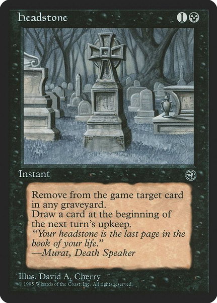 Headstone trading card from Homelands Headstone - Homelands Magic: The Gathering trading card