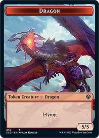 Dragon Double-Sided Token - Starter Commander Decks (SCD) #16 - Token Magic: The Gathering Trading Card