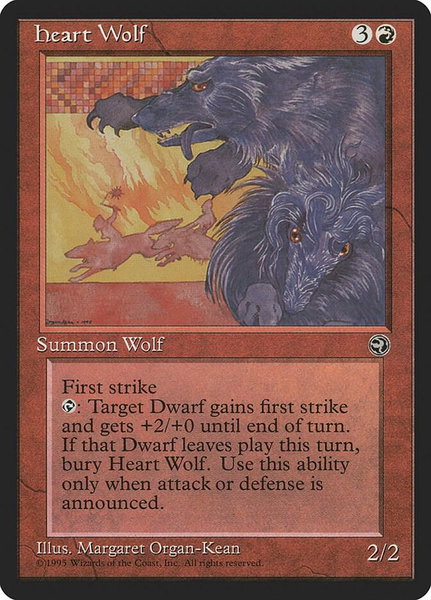 Heart Wolf trading card from Homelands Heart Wolf - Homelands Magic: The Gathering trading card