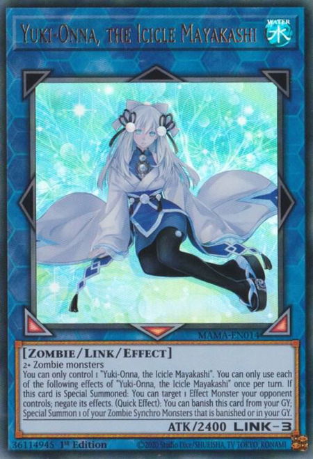 Yuki-Onna, the Icicle Mayakashi - Magnificent Mavens YuGiOh trading card