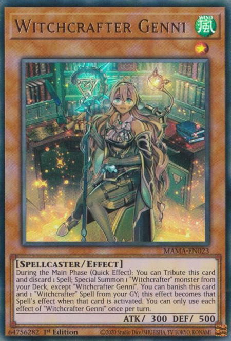 Witchcrafter Genni - Magnificent Mavens YuGiOh trading card