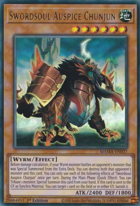Swordsoul Auspice Chunjun - Magnificent Mavens YuGiOh trading card