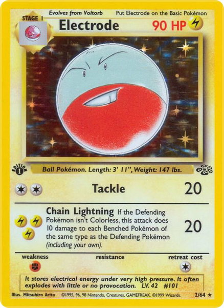 Electrode (2) trading card from Jungle Electrode (2) - Jungle Pokémon trading card