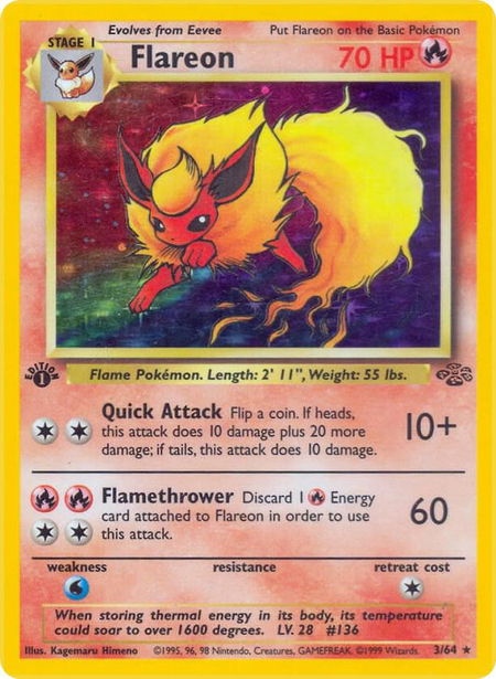 Flareon (3) trading card from Jungle Flareon (3) - Jungle Pokémon trading card