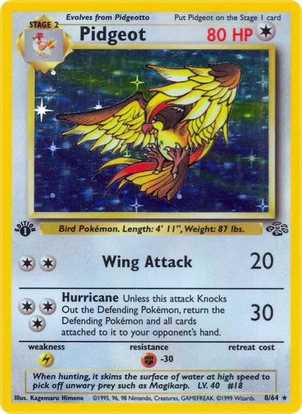 Pidgeot (8) trading card from Jungle Pidgeot (8) - Jungle Pokémon trading card