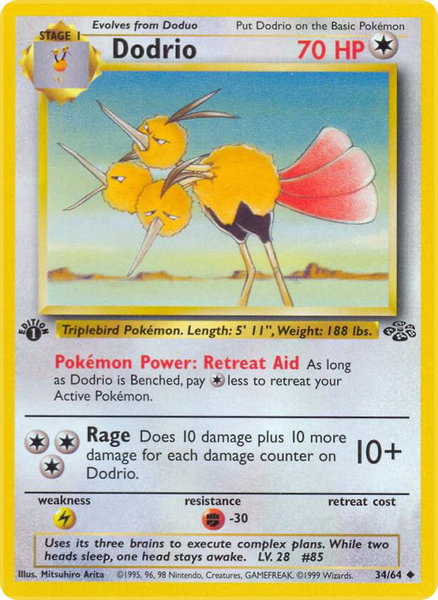 Dodrio trading card from Jungle Dodrio - Jungle Pokémon trading card