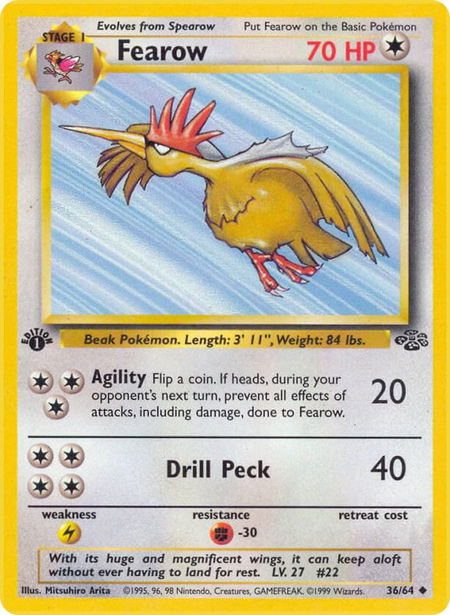 Fearow trading card from Jungle Fearow - Jungle Pokémon trading card