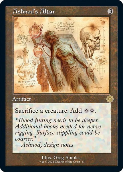 Ashnod's Altar (Schematic) trading card from The Brothers' War: Retro Frame Artifacts Ashnod's Altar (Schematic) - The Brothers' War: Retro Frame Artifacts Magic: The Gathering trading card