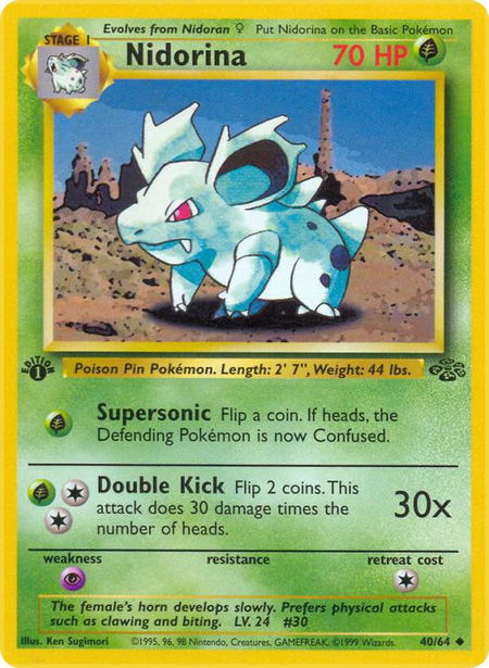 Nidorina trading card from Jungle Nidorina - Jungle Pokémon trading card