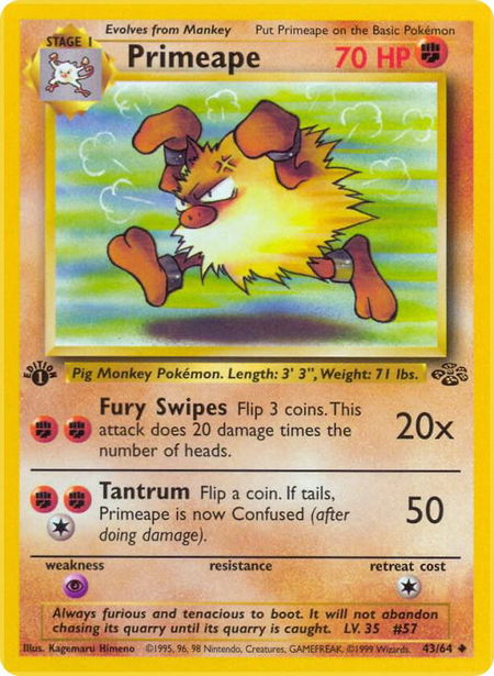 Primeape - Jungle Pokémon trading card