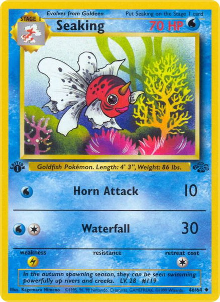 Seaking trading card from Jungle Seaking - Jungle Pokémon trading card