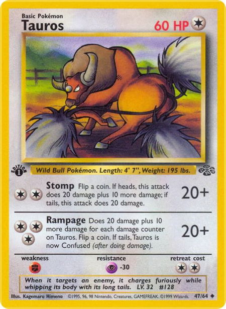 Tauros - Jungle Pokémon trading card