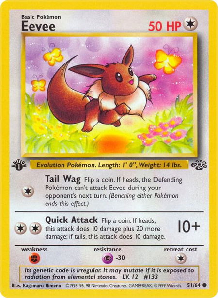Eevee trading card from Jungle Eevee - Jungle Pokémon trading card